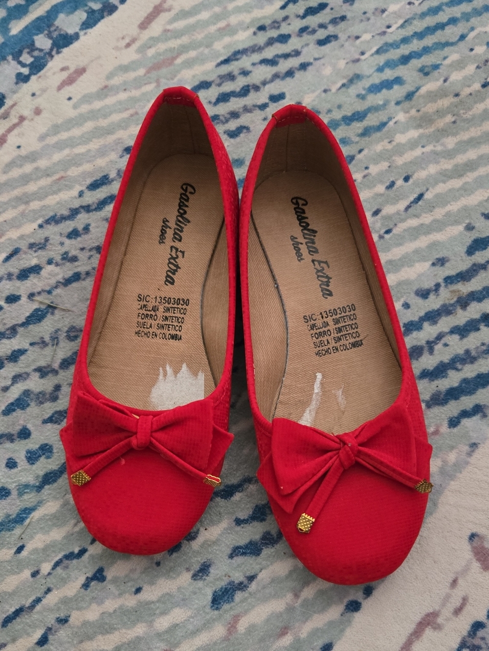 Gasolina Extra Red Bow Ballet Flats 35
